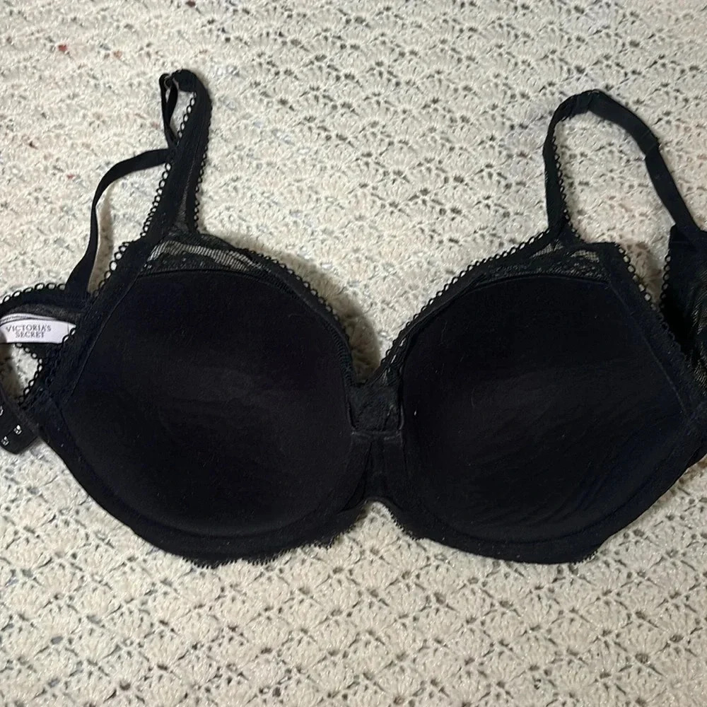 Victoria’s Secret Black Dream Angels Lace Demi Cup Bra size 34DD - Picture 4 of 8